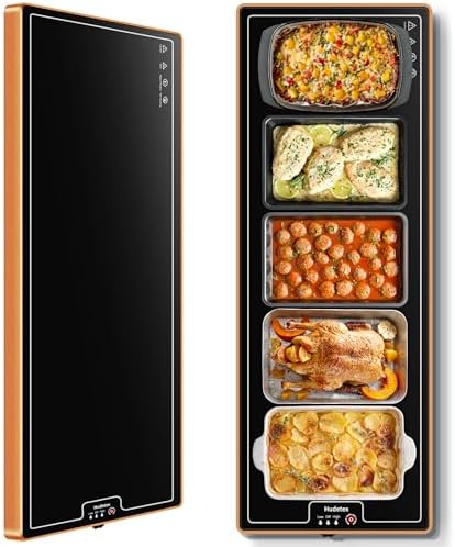 Warming Mat for Food,Extra Long 40"x12",Tempered Glass Warming Tray, Black by Hudetex