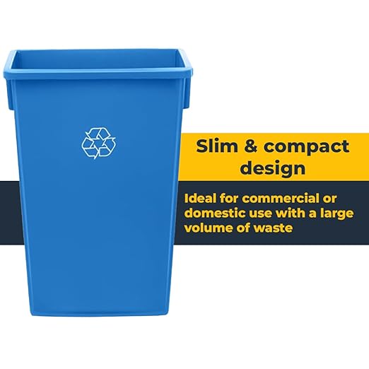 3 Pack 23 Gallon Waste Bin, Heavy-Duty Trash Can, Slim Rectangular Garbage Bin, Durable Waste Container, Recycling Bin, Plastic Wastebasket for Kitchen, Garage, Hotels, Restaurants, Office