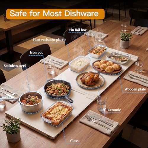 Warming Mat for Food Extra Large,42"X16",2 Panels Food Warmers for Parties - Image 6