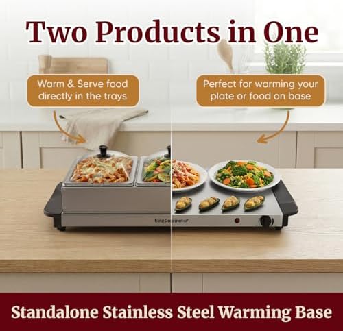 Elite Gourmet EWM-6171 Triple Buffet Server, 7.5 Qt, Stainless Steel - Image 4