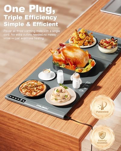 Expandable Warming Mat for Food – iTRUSOU 38"x16" Silicone Warming Tray with 7 Temp Settings, Switchable℃/℉, 99H Timer, Child Lock – 2 Panels Custom Sizes for Energy Efficiency - Image 4