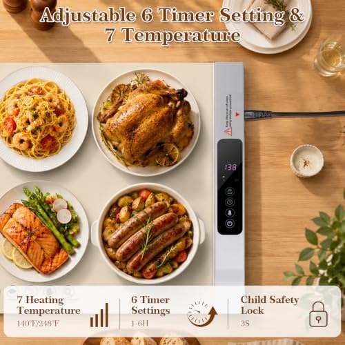 Electric Food Warming Mat, 2 Pack Warming Mat for Food, 34"x25" Large - Image 3