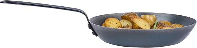 Restaurantware-Met Lux 9 Inch Fry Pan, 1 Lightweight Frying Pan - Induction-Ready, Triple-Riveted, Black Carbon Steel Cooking Skillet, Durable, For Searing, Sauteing, And Browning Food