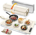 FYY Warming Mat for Food with Heat Resistant Pad, Prevent Countertop Cracks, Keep Meal Warm, Rapid and Full Surface Heating, 6 Temp Settings, 6H Timer, Upgraded Rollable Portable Food Warmer Mat Beige by FYY