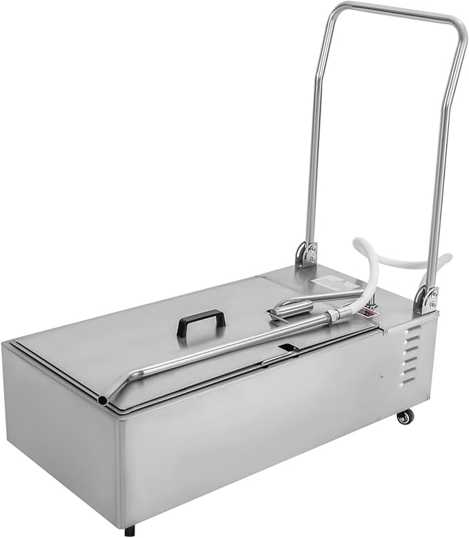 Mobile Fryer Filter Machine 55L/14.53 Gal Commercial Oil Filler Cart Truck Separator Stainless Steel Cooking Oil Filtration System For Restaurant Supermarket (370W)