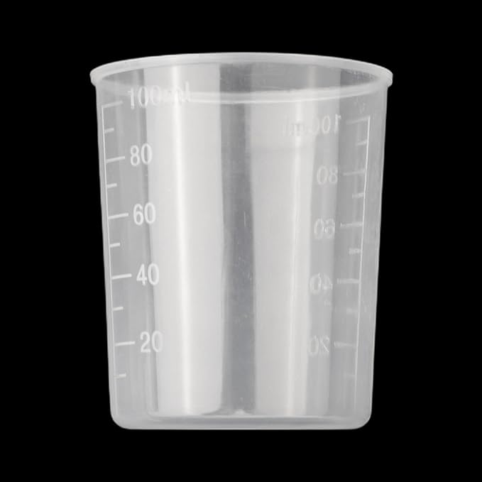 100ml Medicine Measuring Cups - 10 Pcs Clear Plastic Containers with White Lids for Liquid and Sample Measurement