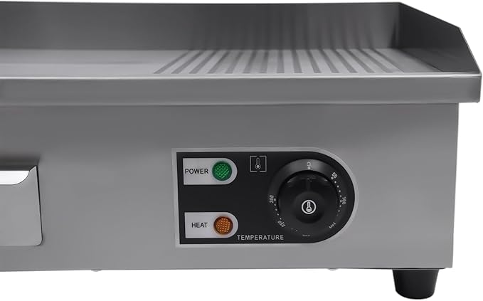 22" Electric Countertop Flat Top Griddle, 1600W Commercial Electric Griddle, Stainless Steel Teppanyaki Grill with Temp Control 122°F-572°F, Countertop BBQ Grill for Home Restaurant