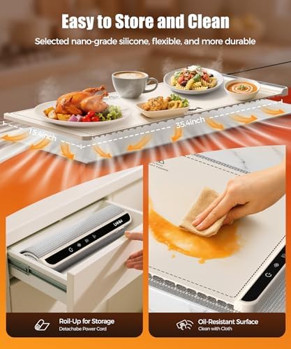 Warming Mat for Food, 36x15 Inch,White, Fast Heat, Child Lock - Image 5