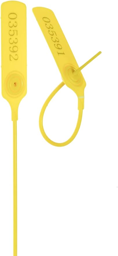 Pull-tite Security Seal Tamper Resistant Tags Plastic Padlock Sign Ties Numbered (Yellow, 100pcs)