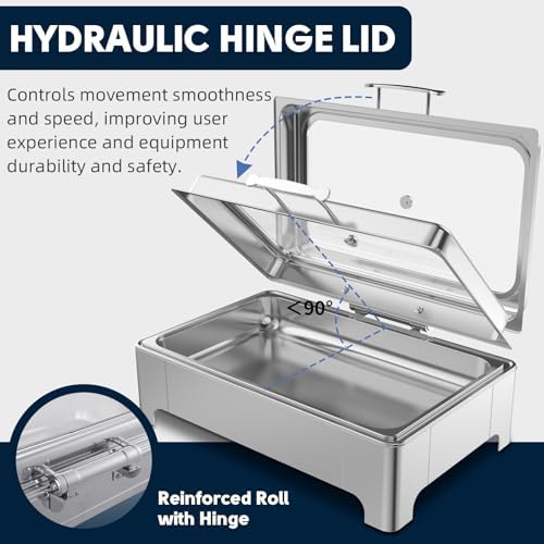 9QT Electric Chafing Dish, Full Size Buffet Warmer with Glass Lid - Image 6