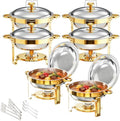 Chafing Dishes Buffet 6 Pack 6QT Gold Stainless Steel Food Warmers by Unknown