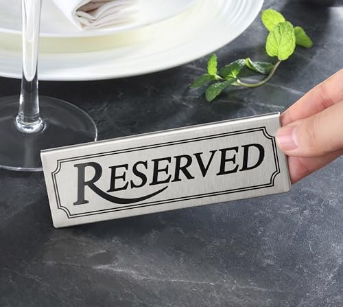 New Star Foodservice Stainless Steel Reserved Table Tent Sign, Silver, 4 by 1.5-Inch, Set of 2 - Image 6