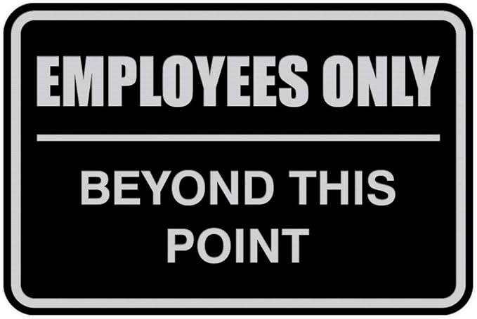 All Quality Classic Framed Employees Only Beyond This Point Wall or Door Sign | Easy to Install Business Signage - Medium (Black-Silver) 2 Pack
