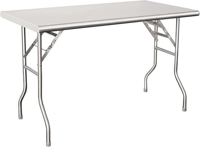 HARDURA Folding Stainless Steel Table 30X48 Inches with Legs NSF Commercial Portable Folding Prep Table for Restaurant Kitchen Home and Hotel