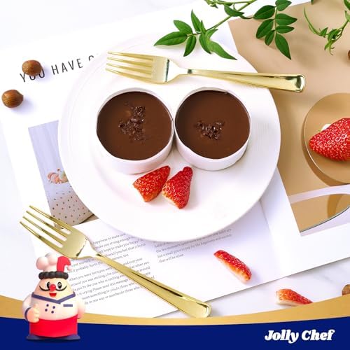 JOLLY CHEF 125 Count Gold Plastic Forks 7.28 Inch Heat Resistant - Image 6