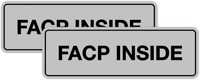 Signs ByLITA Standard FACP Inside Sign | Fire Safety Signage (Lt Gray) - Small 2 Pack