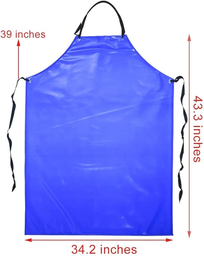 Chemical Resistant Vinyl Apron - Blue Plus Size Unisex PVC Aprons for Dishwashing,Dog Grooming,Gardening,Fish Cleaning,Lab Work