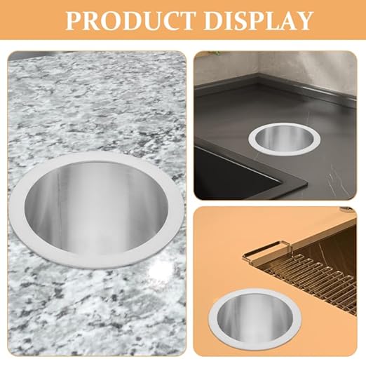 Cabilock Stainless Steel Round Countertop Trash can Lid Small Wastebasket Cover Kitchen Garbage Bin Replacement Lid 5.90X4.72X3.14 Inches