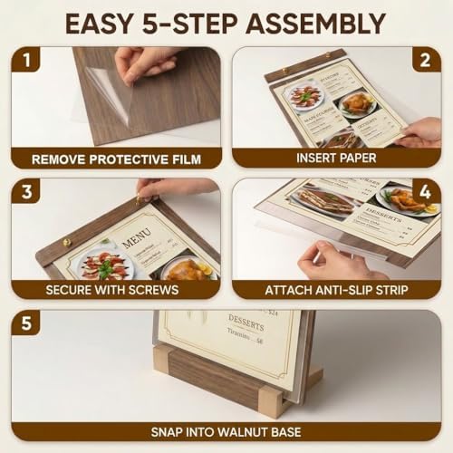 1 Pack 6 x 8 Wood Sign Holder with Slanted Base, Vertical Display - Image 5