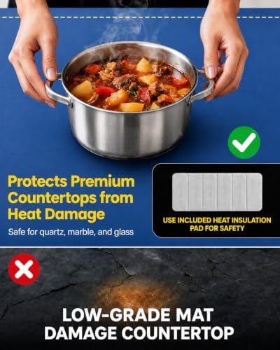 Graphene Warming Mat for Food Extra Large (43"x16") with Insulation Pad for Countertop, Chafing Dishes for Buffet, Food Warmer for Parties, Hot Pad for Kitchen, 560W, 6 Temp, Custom Warm Setting, Blue - Image 3