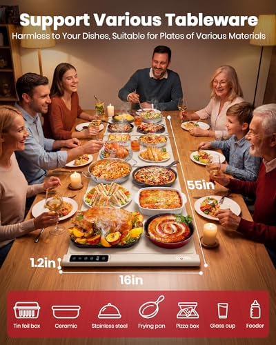 55" x 16" Food Warming Mat, 3-in-1 Expandable Silicone Warming Mat for Food - Image 3