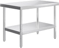 Jocisland 30" x 48" Stainless Steel Table for Prep & Work Adjustable Under Shelf and Feet, for Commercial Kitchen, Restaurant, Hotel, Garage