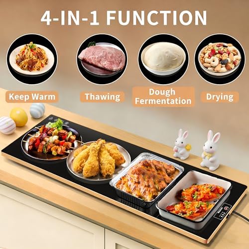 Electric Warming Tray,Extralong 40"x12",Tempered Glass Warming Mat for Food - Image 5