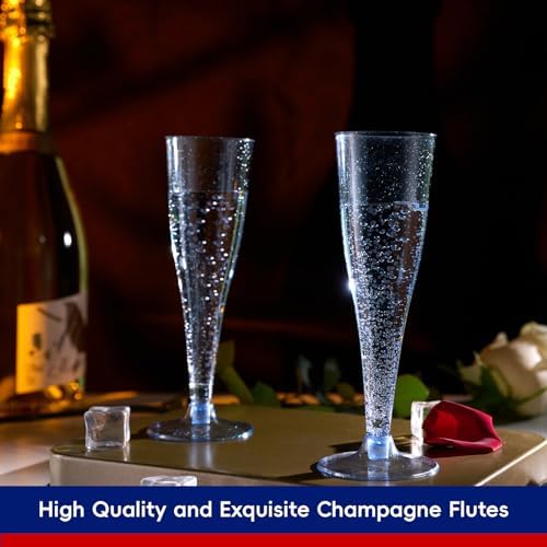 JOLLY CHEF Blue Plastic Champagne Flutes Disposable 4.5 oz 100 Pack - Image 6