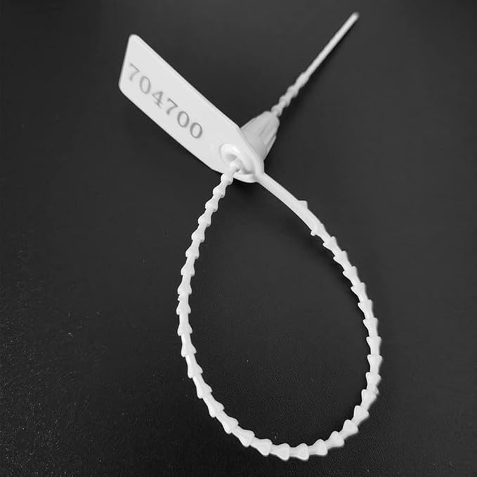 Plastic Security Seals Tags Numbered Tamper Proof Seals Self Locking Zip Ties 9.84" Length White (Pack of 500)