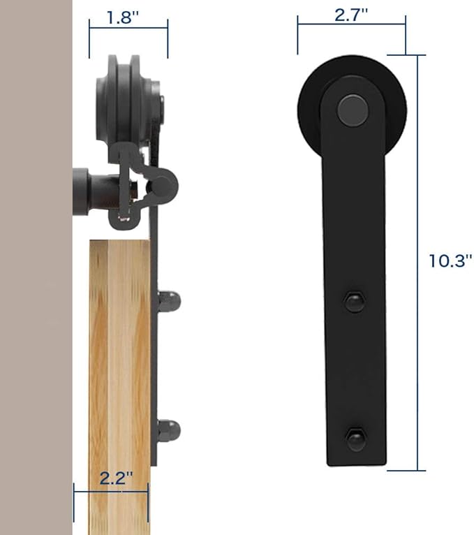 CCJH 6.6FT Sliding Barn Door Hardware Kit, Heavy Duty, Smoothly and Silently, Easy to Install, Fit 19.8" Width Double Door Panel, I Shaped Hangers Black
