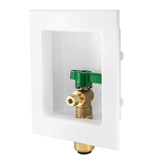 EFIELD Push-fit Pre-Assembled Ice Maker Outlet Box, 1/2-Inch Push-Fit Connection with Installed 1/4-Turn Ball Valve, White,(IM005)