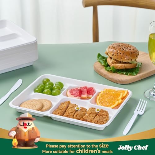 Compostable 5 Compartment Paper Plates 11*8 Inch 100 Pack Divided Plates - Image 4