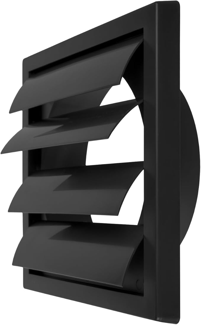 Repa Market 6 Inch Vent Cover - Black Plastic Shutter Wall Vent Cover - Louvered Vent Cover for Outdoor - Hood Vent, Exhaust Vent for Bathroom, Kitchen, House HVAC Air Duct Vent Cover Outside