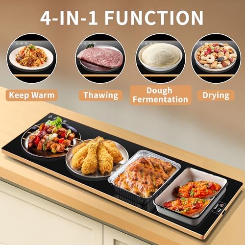 Electric Warming Tray,Extralong 47"x12",Tempered Glass Warming Mat for Food - Image 3
