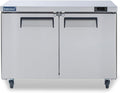 ICECASA 48" W Commercial Refrigerator Worktop Undercounter Refrigerator 2 Door Stainless Steel Counter Fan Cooling Refrigerator 13 Cu.ft for Restaurant, Bar, Shop, etc