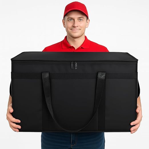 2PK Insulated Food Delivery Bag with Reinforced Hard Bottom - XXXL Thermal Catering Tote for Hot Pizza, Cold Drinks & Meal Boxes - Ideal for Delivery Staff, Restaurants, and Outdoor Events