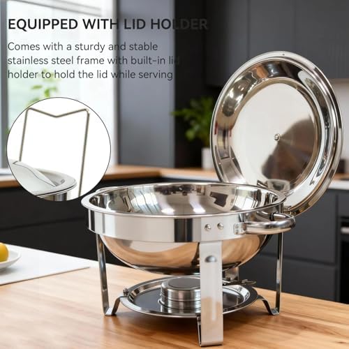 6QT Chafing Dishes for Buffet, 4 Pack Chafers & Food Warmers with Lids - Image 5