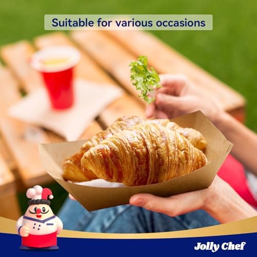 JOLLY CHEF 3lb Paper Food Tray 250 Pack Disposable Food Serving Holder Boat - Image 5