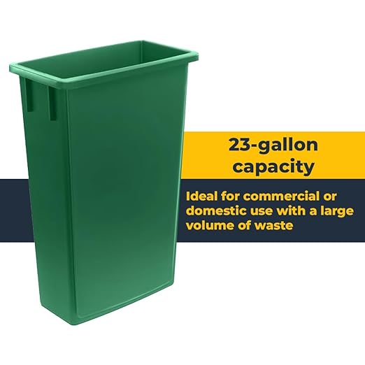 3 Pack 23 Gallon Waste Bin, Heavy-Duty Trash Can, Slim Rectangular Garbage Bin, Durable Waste Container, Recycling Bin, Plastic Wastebasket for Kitchen, Garage, Hotels, Restaurants, Office