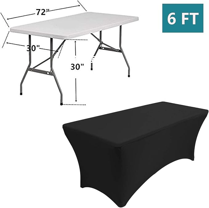 RELIANCER 2 Pack Stretch Spandex Table Covers for Rectangular Tables,6FT Elastic Fitted Tablecloth,Universal Rectangular Table Cloth Protector for Outdoor Party,Wedding,Bar,Birthday,Banquet,Events