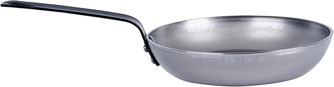 Restaurantware Met Lux 8 Inch Fry Pans, 6 No-Stick Frying Pans - Induction-Ready, Triple-Riveted, Silver Carbon Steel Cooking Skillets, Durable, For Searing, Sauteing, And Browning Food