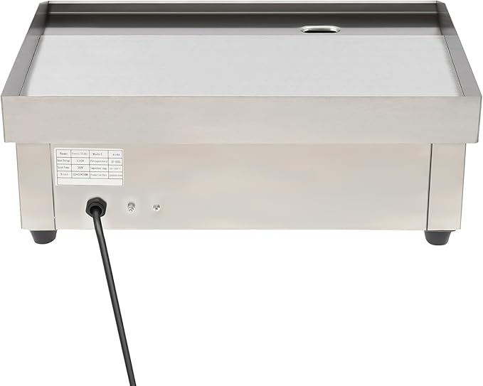 Commercial Flat Top Grill 110V 3000W 21.3x11.8in Electric Countertop Griddle, Non-stick Stainless Steel Teppanyaki Flat Top Grill, Thermostatic Control 122-572℉ for Restaurants
