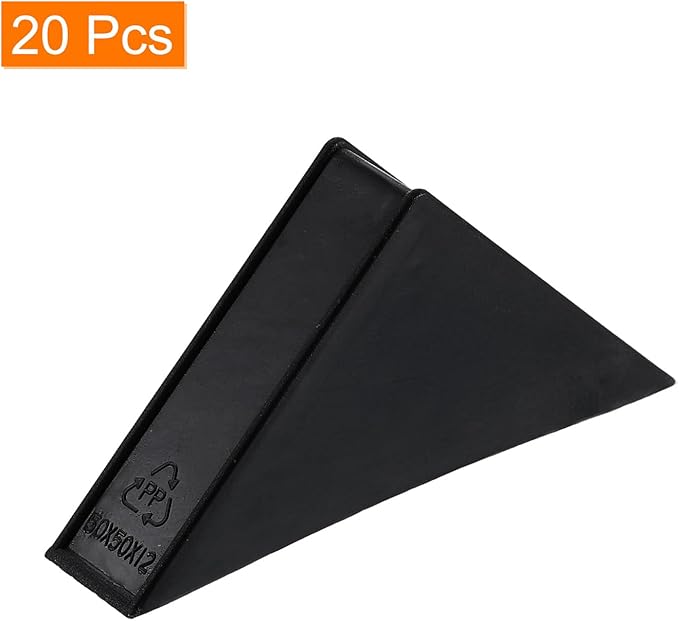 uxcell 20Pcs Plastic Corner Protectors 12x70mm Right Angle Shape Glass Corner Guards Cushion for Corner Protection of Glass, Mirror, Tile, Black