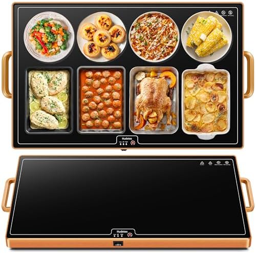 Warming Mat for Food,XXL 32"x18",Tempered Glass Electric Warming Tray,Black by Hudetex