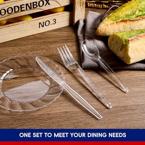 300 Clear Plastic Silverware, Cutlery Set 100 Forks, 100 Spoons, 100 Knives - Image 7