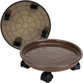 2 Pack Plant Caddy With Wheels 12inch,Round Potted Rolling Plant Stand With Wheels Heavy Duty Flower Pot Rack on Rollers Dolly Trolley Saucer Tray Pallet with Universal Wheels (12inch, Brown)