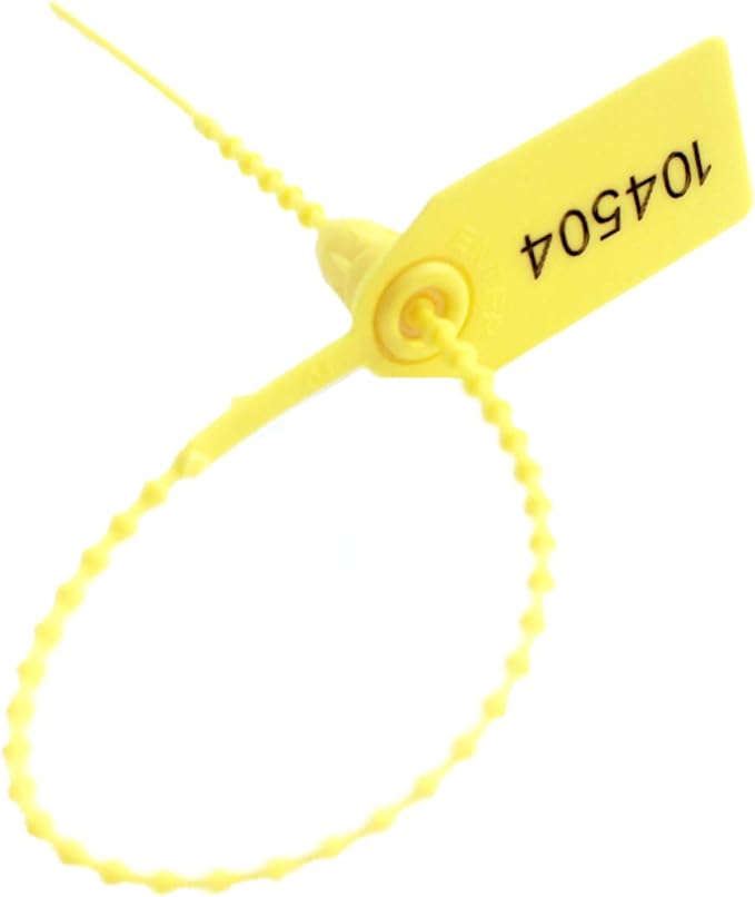 Plastic Security Seals Disposable Tags Safety Padlocks Zip Ties Numbered 9.84inches Yellow 200 pcs per Bag