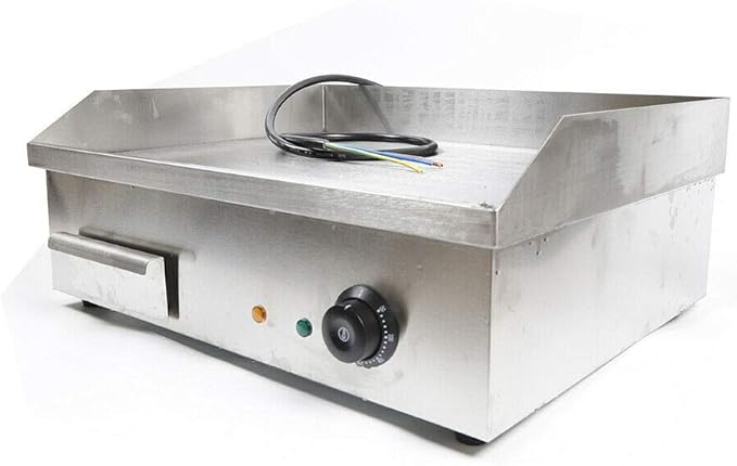 Commercial Electric Griddle 110V 3000W Electric Flat Top Griddle Non-Stick Teppanyaki Grill, 22'' x 14'' Cooking Plate, Stainless Steel Restaurant Electric Countertop Griddle Tabletop Grill