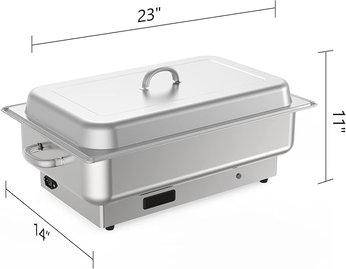 Electric Chef Chafing Dish Buffet Set 9QT Buffet Servers and Warmers Digital Display Temperature Warming Tray Stainless Steel Food Warmer for Parties Commercial Food Steam Table