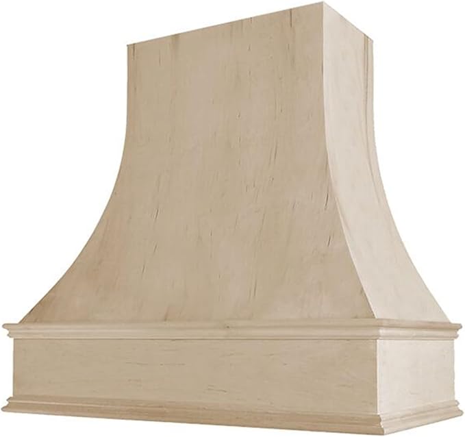 Curved Range Hood (31.5" W x 48" H) – Handcrafted in the USA – Premium Cabinet-Grade Plywood & Maple Veneer – Seamless Fit with TradeWinds Ventilation Units – High-End Kitchen Focal Point